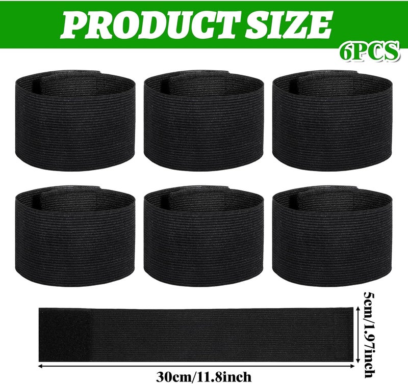 simarro 6PCS Captain Armbands, 5x30 CM/2x12 Inch Black Elastic Arm Band Adjustable Leader Armband Team Sport Arm Badge Funeral Mourning Band for Football Basketball Volleyball - Image 2